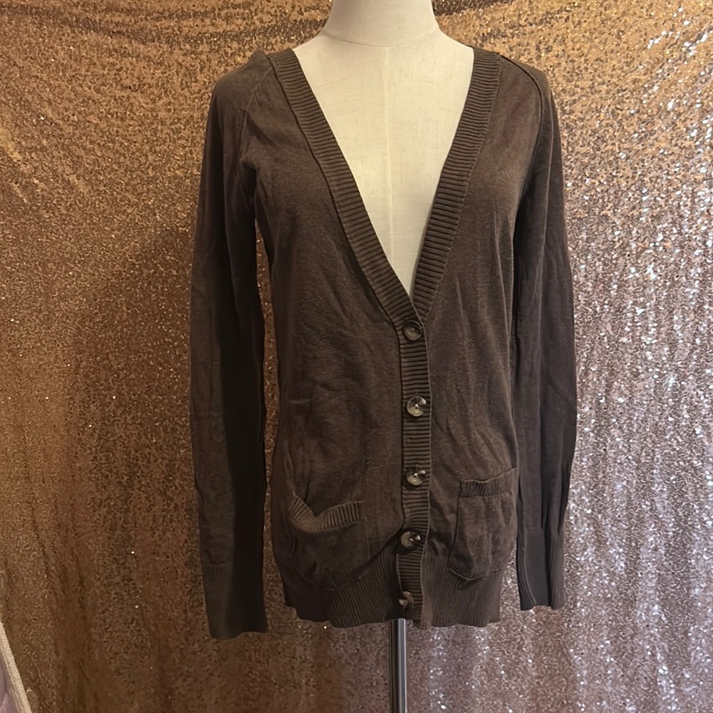 Mossimo brown button down sweater (medium)